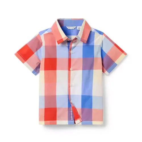 Boy Scarlet Poppy Plaid The Getaway Shirt by Janie and Jack