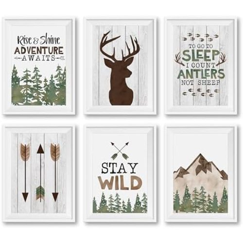 6 Reversible Unframed Wall Art for Kids Nursery Bedroom 8x10 Décor