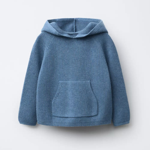HOODED KNIT SWEATER WITH POCKET - Blue | ZARA United States