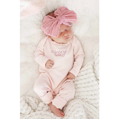 Personalized Full Length Snap Romper | Blush