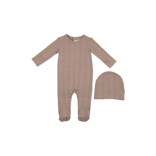 Pointelle Cotton Blend Footie & Beanie Set