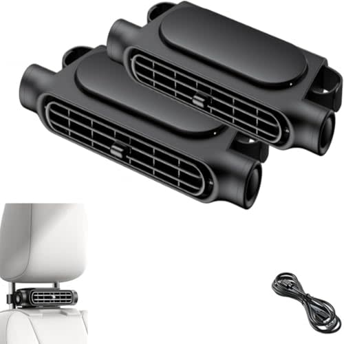 Loisdaro 2 Pack Car Headrest Fans - Portable Three-Speed Cooling Fan for Back Seats, Plug-In Rear Seat Ventilation