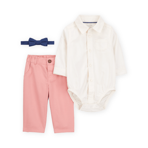 Baby 3-Piece Bowtie Pant Set - Ivory/Pink - Carter's | Carter's