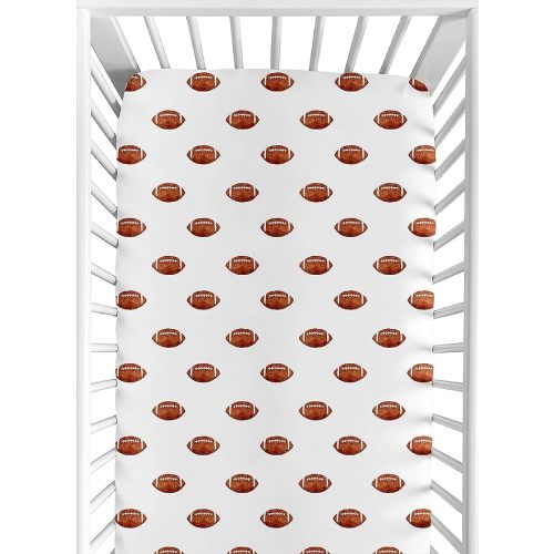 Sweet Jojo Designs Fitted Baby Crib Sheets (Vintage Sports Theme) for Boys, Infant Nursery, Toddler Room - Standard Size (Watercolor, Sport Themed, Soccer Balls, Football, Baseball, Basketball, Stars)