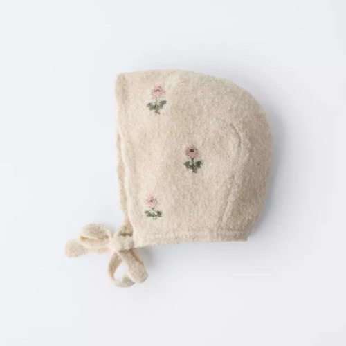 FLORAL EMBROIDERED KNIT BONNET - Light beige | ZARA United States