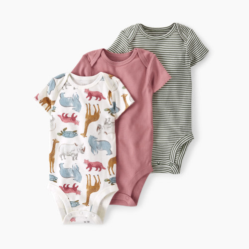 Carter's Little Planet 3-Pack Organic Cotton Rib Bodysuits - Endangered Species, 0-3 M