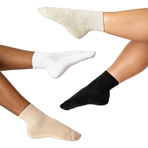 Kamo Fitness Daily 4-Pack – Women's Ankle Socks, Athletic Half Crew, Cotton Mid-Calf, Cushioned Sole, Seamless Toe, Size 5-9