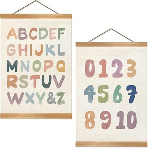 ZTGDA Alphabet Numbers Poster Set of 2, Alphabet Numbers Wall Art Poster, ABC Banner Poster, Numbers Banner Wall Hanging Decor for Toddler Room Playroom Nursery Wall Classroom Decor (12x16inch 123)