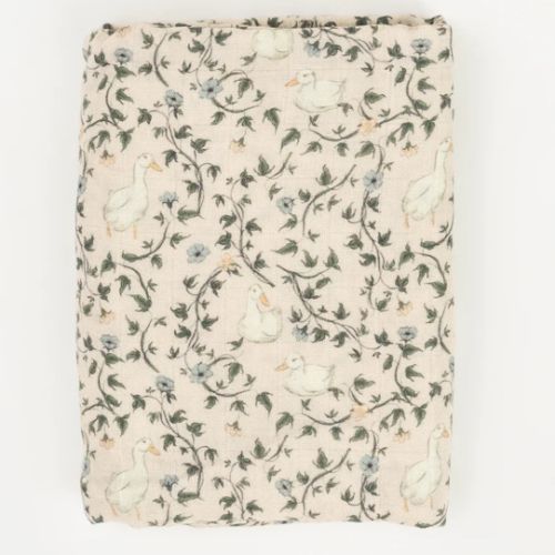 Vintage goose muslin swaddle blanket