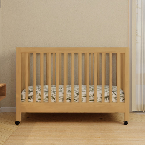 babyletto Maki Portable Folding Crib with Toddler Bed Conversion Kit - Honey