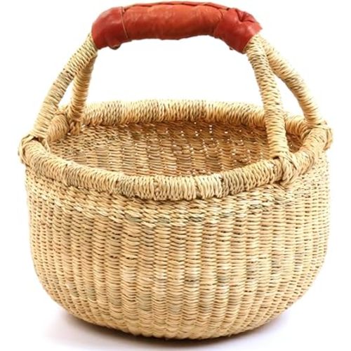 Fair Trade Dye-Free Fully Shaped Mini Market Basket 7-9" Across, 20122, Made in Bolga, Ghana, West Africa Exclusively for: Fair Trade Gifts and Home Decor