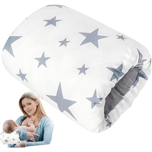 Nursing Arm Pillow for Breastfeeding and Bottle Feeding,White Star