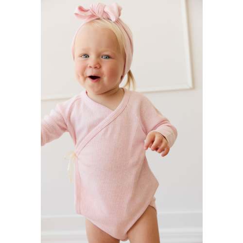 Organic Cotton Modal Marina Long Sleeve Bodysuit - Chalk Marle