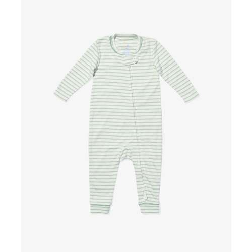 Ziggy Zip Romper, Dusty Seafoam Mini Stripe 6M