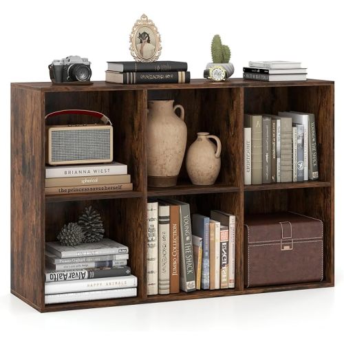 Giantex 6-Cube Bookcase, 3-Tier Cubby Bookshelf
