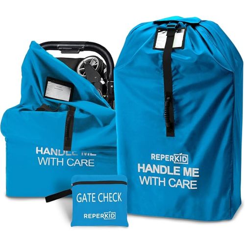 reperkid Heavy-Duty Stroller Travel Bag for Airplane – Enhanced Tear-Resistant, Waterproof Cover for Gate Check – Fits Most Single & Jogging Strollers (42"x26"x13") with Padded Shoulder Straps