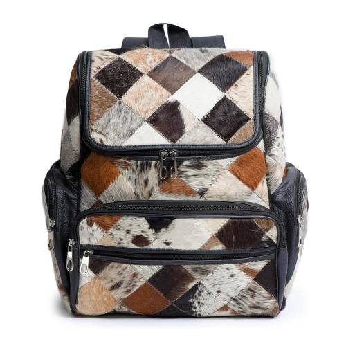 Cowhide Backpack Diaper Bag: Leather Travel School Bag