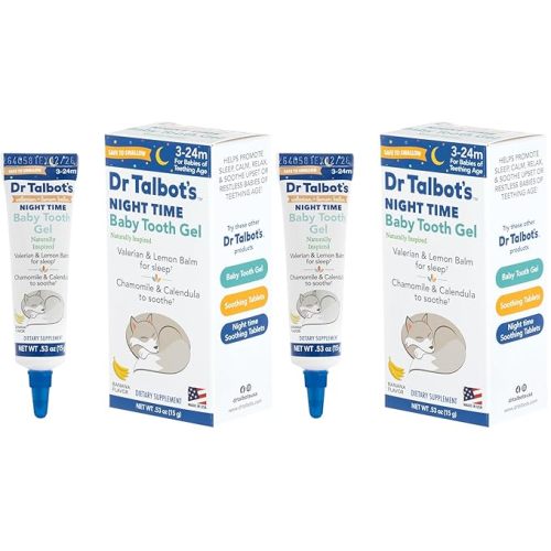Dr. Talbot's Daytime & Night Time Baby Tooth Gel for Sore Gums - 0.53 oz Combo Pack Tubes of Teething Gel - Ages 3-24 Months - Naturally Inspired Ingredients to Soothe Sore Gums for Babies