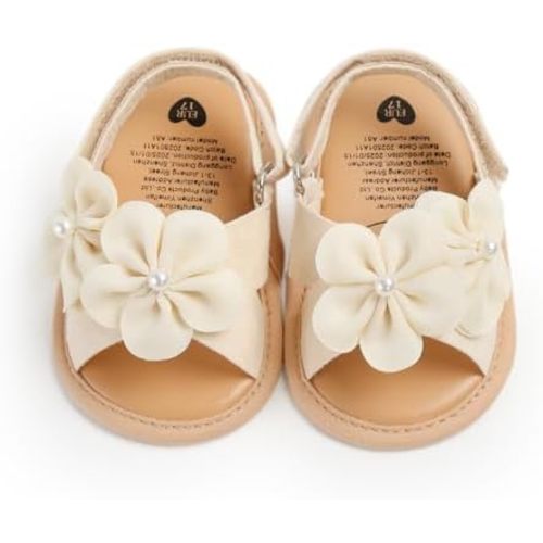 LAFEGEN Infant Baby Girls Summer Sandals Newborn Toddler First Walker Crib Dress Shoes (0-18Months)
