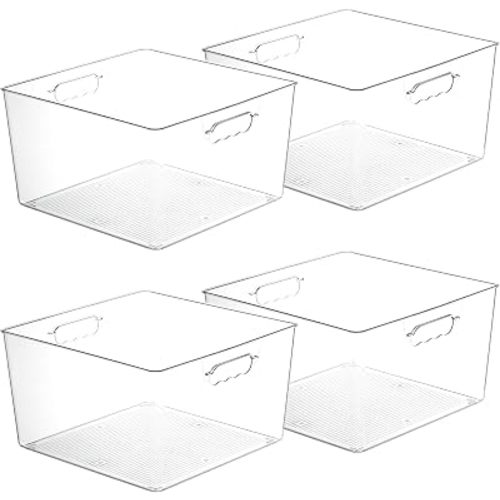 Vtopmart 4 Pack Extra Large Clear Storage Bins, 13x13 Cube Organizer