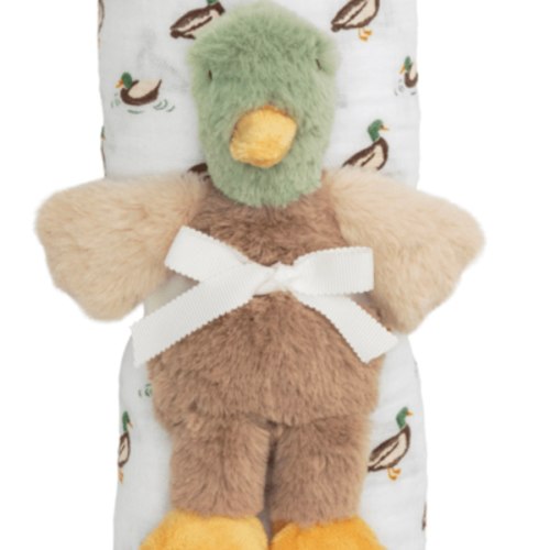 Mallard Swaddle & Rattle Set – 2-Piece Baby Gift | Mud Pie
