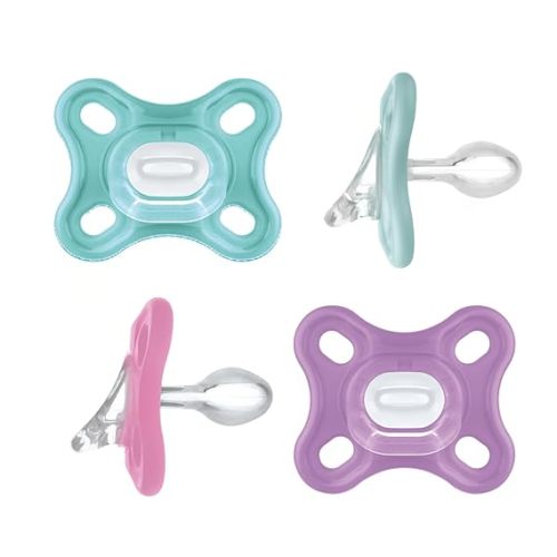 MAM Comfort Baby Pacifiers, Lightweight One-Piece Full Silicone Binky for Newborns 0-3 Months, BPA-Free Nipple, Easy to Clean Pacifier, Best for Breastfed Babies, 4 Count Binkies