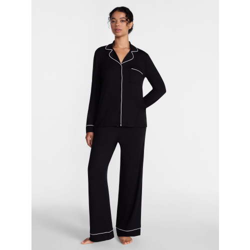 Joyspun Women’s Dreamy Soft Collection Notch Collar Top and Pants, 2-Piece Pajama Set, Sizes XS-3X