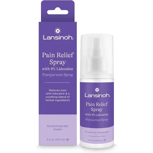 Lansinoh 4% Lidocaine Perineal Spray, Pain Relief for Postpartum Care, 3.5 Ounces