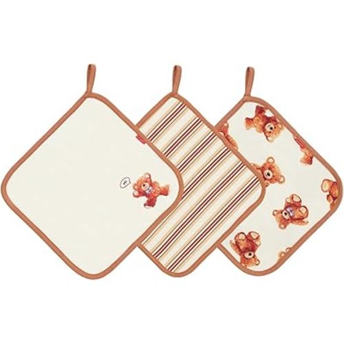 3 Pack Baby Pacifier Blanket Bamboo-Derived Viscose, Super Soft and Breathable Snuggler Lovey Security Blanket, 9.5"*9.5", Hello Teddy