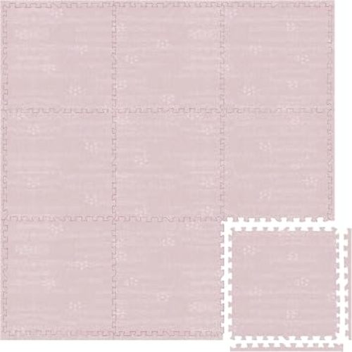 Play Platoon Non-Toxic Large Baby Play Mat for Floor, 9 Tile 72 x 72 inch - Extra-Thick Interlocking Foam Floor Tiles 24 x 24 in Puzzle Mat Pieces with Border, Playmat Rug for Kids - Brushed Cotton