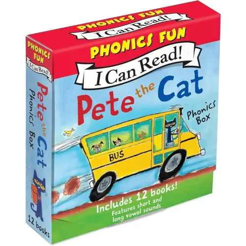 Pete the Cat 12-Book Phonics Fun!: A Box of 12 Mini-Books Featuring Short and Long Vowel Sounds – Expert-Reviewed Beginning Readers for Kids (Ages 3-6) (I Can Read Phonics Fun)