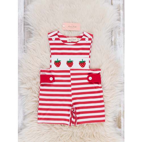 Striped Strawberry Trio Smocked Johnny