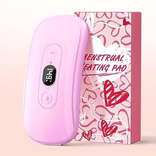 Portable Heating Pad Period Cramps: 2 Timer 6 Heat Levels 6 Vibration Modes Cordless Electric Heating Pad 3s Fast Heating Menstrual Heating Pad Mothers Day Gifts Pink