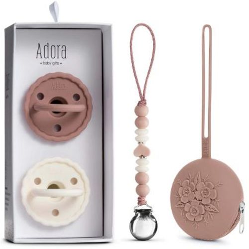 Adora Pacifier Gift Set – Silicone Pacifiers, Pacifier Clip & Travel Case – Newborn & Toddler Soothing Essentials, BPA-Free