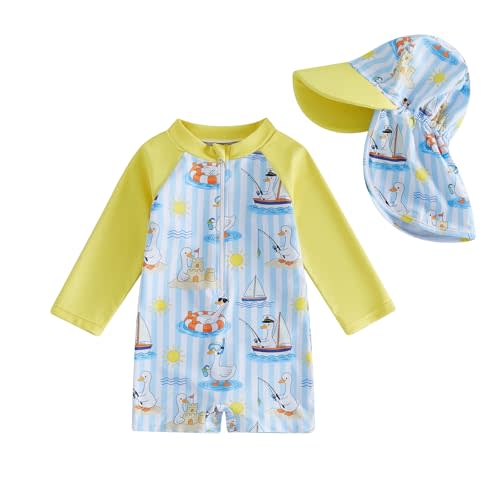 Hnyenmcko Baby Boy Girls Rash Guard Swimsuit Toddler Long Sleeve One Piece Zipper Bathing Suit Infant Swimming Suit
