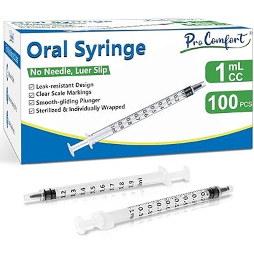 1ml Syringe without Needle, No Needle Individually Packaged Oral Syringe for Scientific Labs, Measurement, Dispensing, Oil or Glue Applicator Oral Dispenser