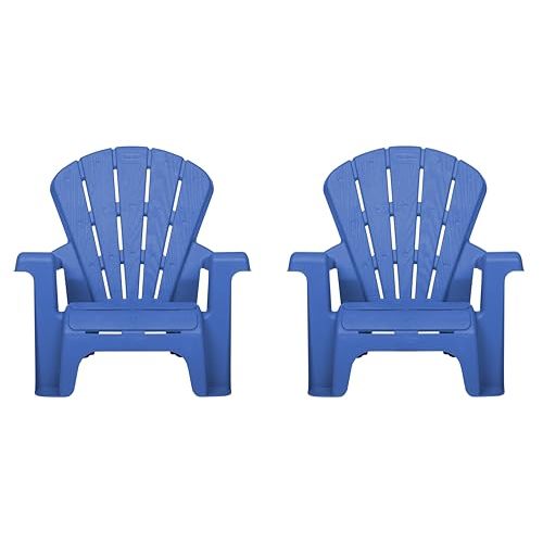 Little Tikes Kids Garden Chair 2 Pack in Blue, Outdoor Toddler Activity Adirondack Chairs for Picnic, Garden, Patio, Backyard & Beach, Outdoor Chair Set