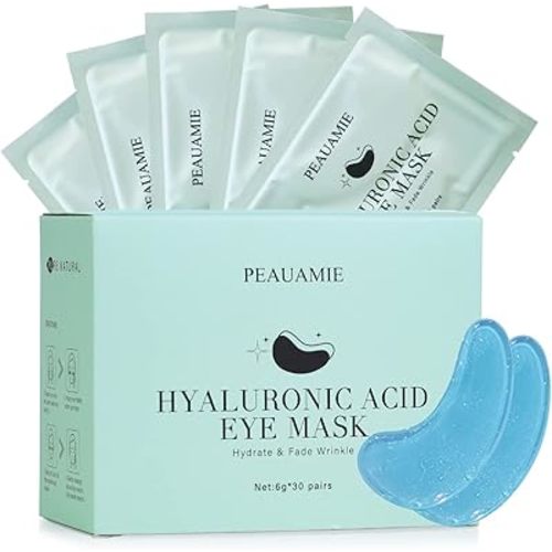 PEAUAMIE Under Eye Patchs Hyaluronic Acid Eye Mask for Dark Circles and Puffiness Wrinkle Eye Bags 30 Pairs