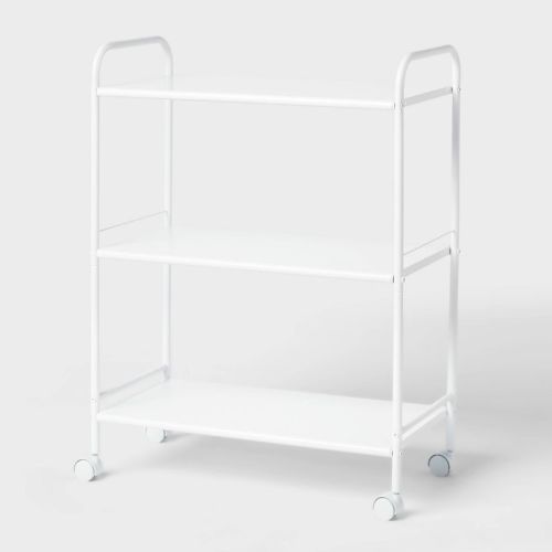 3 Shelf Wide Metal Storage Cart White - Brightroom™