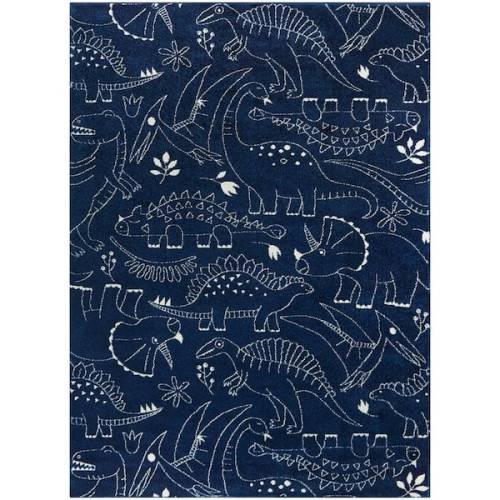 Parker Dinosaur Navy 5 ft. x 7 ft. Area Rug