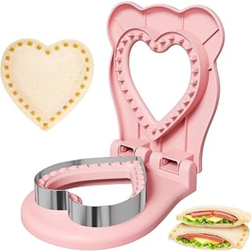HINZER Sandwich Cutter and Sealer, Lunch Breakfast Sandwich Maker for Kids Stainless Steel Bread Decruster Heart Cookie Cutter for Kids Children Adult Boys Girls