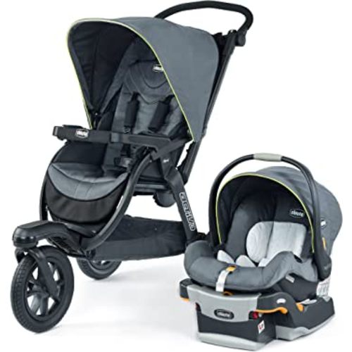 Chicco Activ3 Jogging Stroller Travel System, Includes Chicco KeyFit 30 Infant Car Seat with Base, Lightweight Aluminum Frame, Stroller and Car Seat Combo, Baby Travel Gear | Solar/Grey