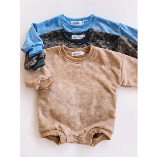vintage wash rompers - Black 6-9M