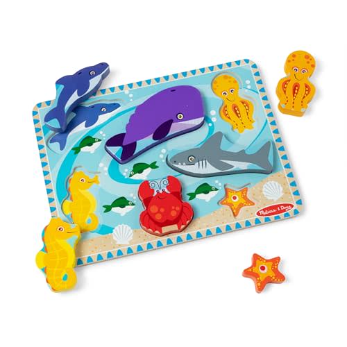 Melissa & Doug Sea Creatures Ocean Wooden Chunky Puzzle - 7 Pieces