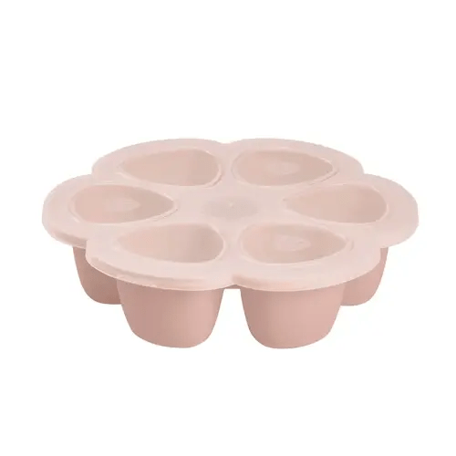 BEABA Silicone Multiportions Baby Food Tray, Oven Safe, Made in Italy, Sky, 3 oz (Rose)