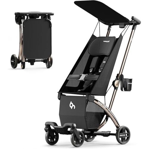 Beberoad Love R1 Auto-Folding Ultra Lightweight Travel Stroller for Airplane, Small Compact Strollers for Babies and Toddlers Aged 6-36 Months, Only 11.5 lbs, Can Combine into a Double Stroller, Black