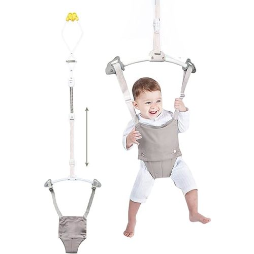 Creative Baby Door Jumper Set - Adjustable Toddler Baby Bouncer Baby Toys Baby Walker Swing (Gray)