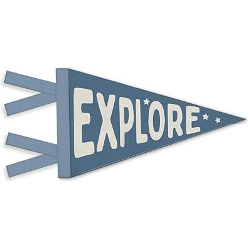 Baby Boy Nursery Decor, Explore Sign Wall Pennants Banners Flags, Adventure Nursery Camping Wall Hanging Decor for Kids Toddler Boys Nursery Room Bedroom Playroom