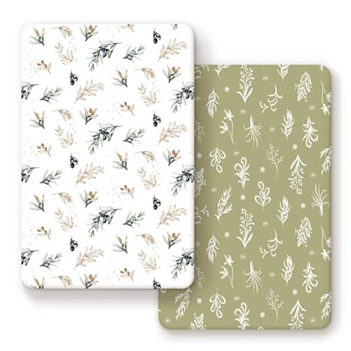 Pack n Play Sheets Fitted 2 Pack, Stretchy Ultra Soft Jersey Knit Pack and Play Sheets, Universal Fitted Portable/Mini Crib Mattresses Snug and Safe, Oliver Flora for Boy and Girl