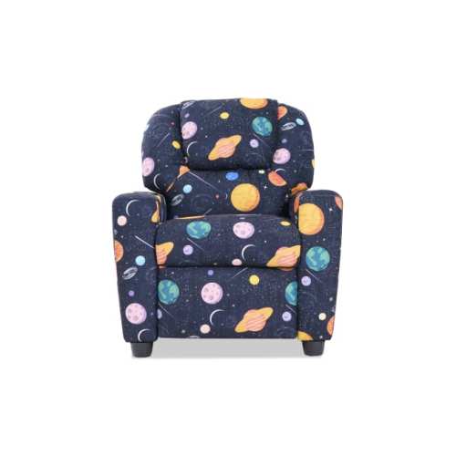 Wee-Cliner Black & Multicolor Outer Space Manual Kids Recliner